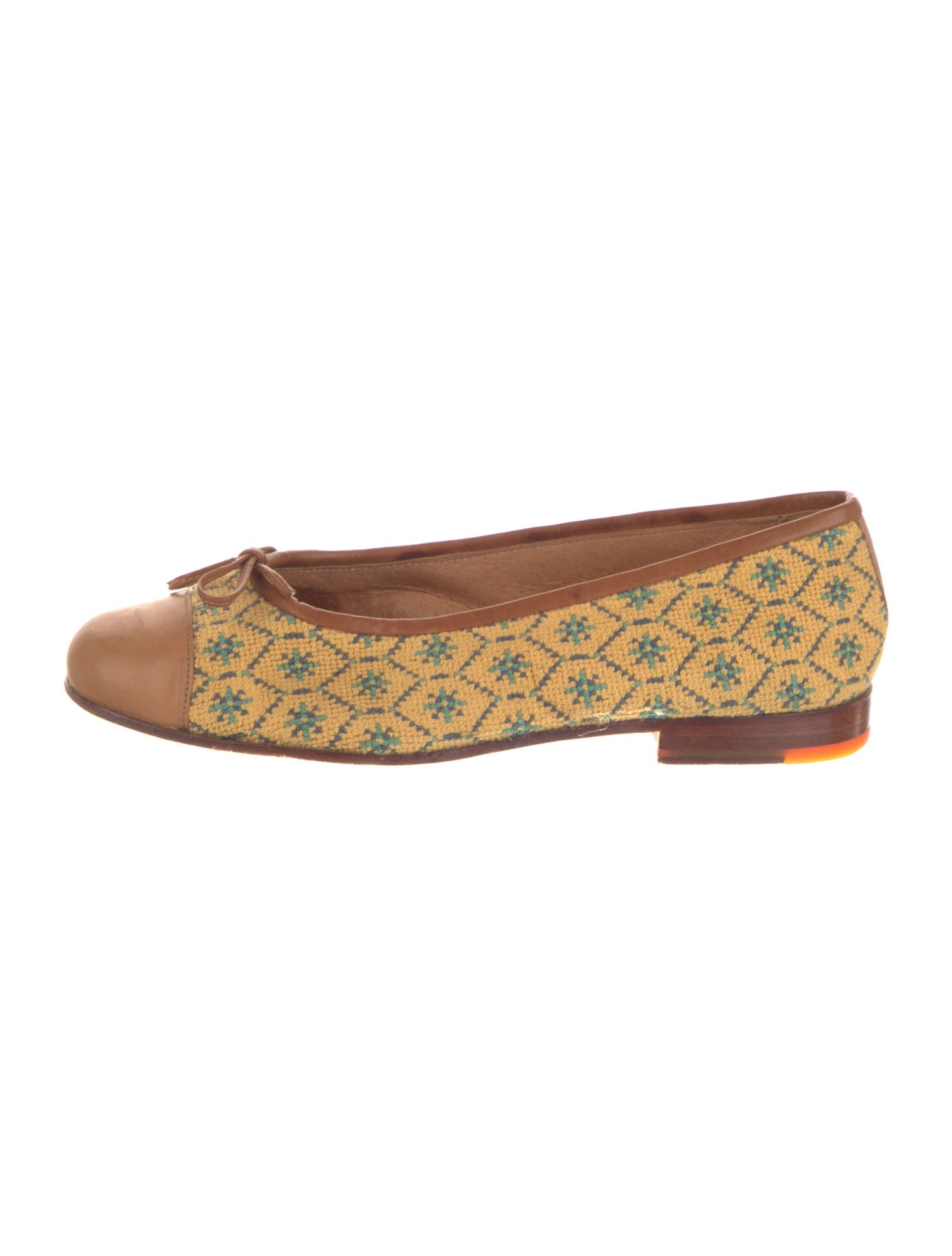 Stubbs & Wootton Printed Bow Accents Ballet Flats