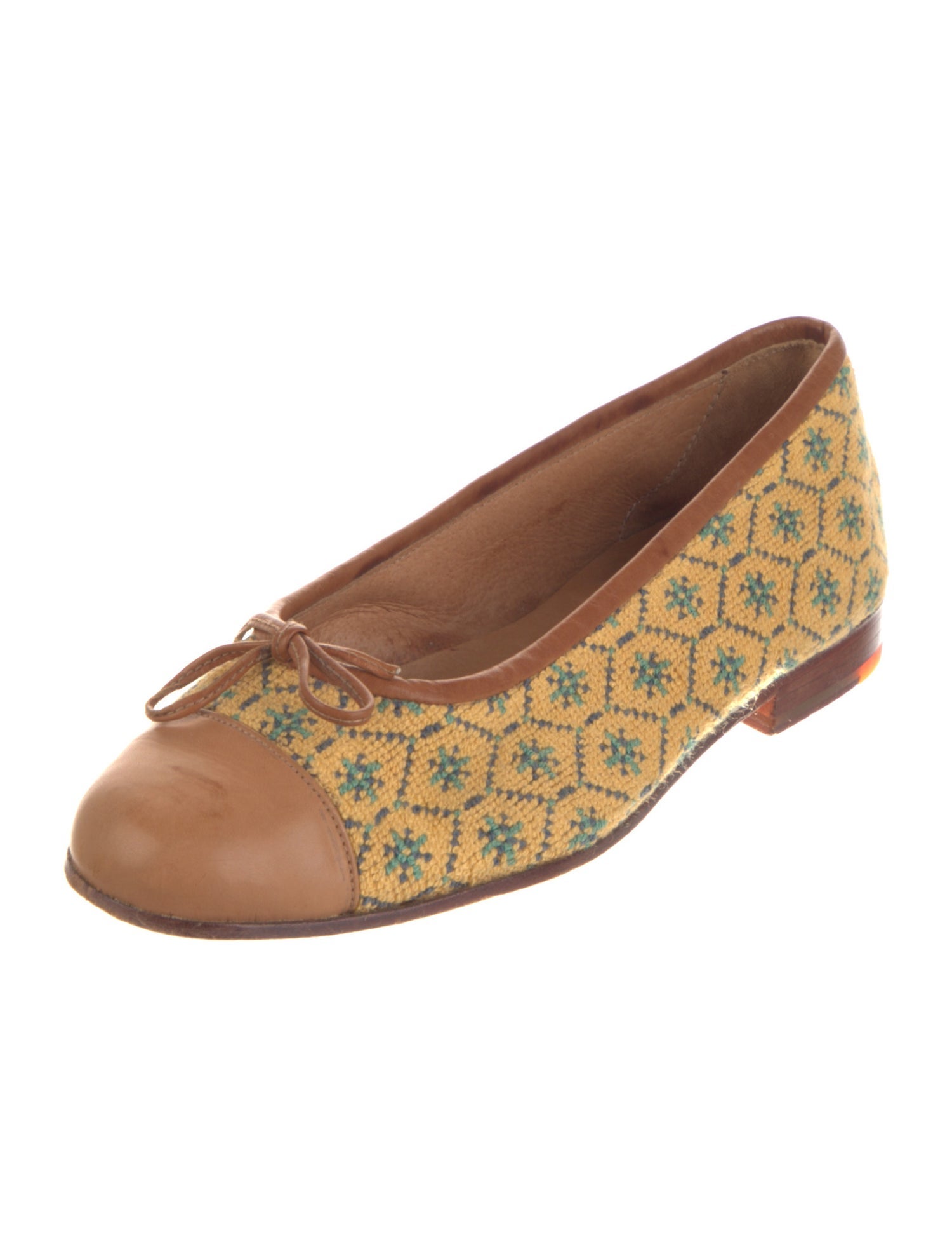 Stubbs & Wootton Printed Bow Accents Ballet Flats