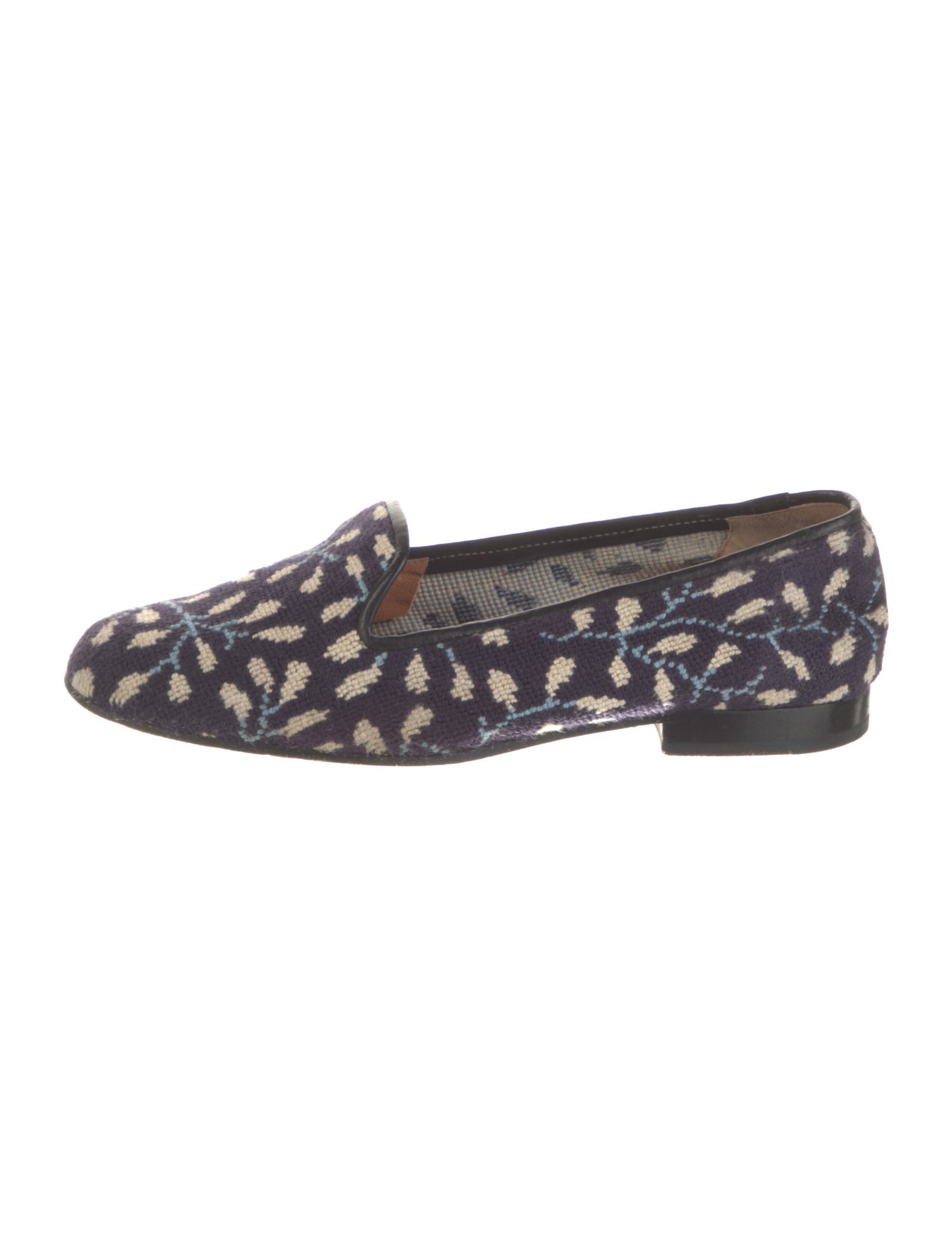 Stubbs & Wootton Printed Leather Trim Embellishment Loafers