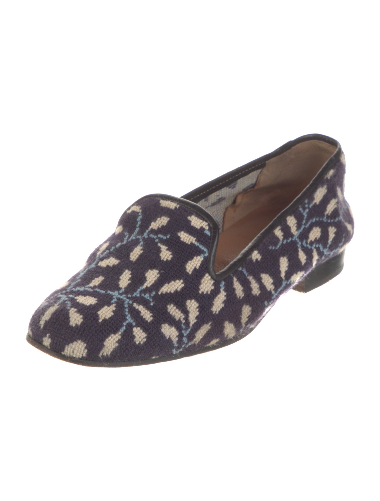 Stubbs & Wootton Printed Leather Trim Embellishment Loafers