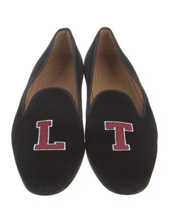 Stubbs & Wootton Velvet Graphic Print Loafers