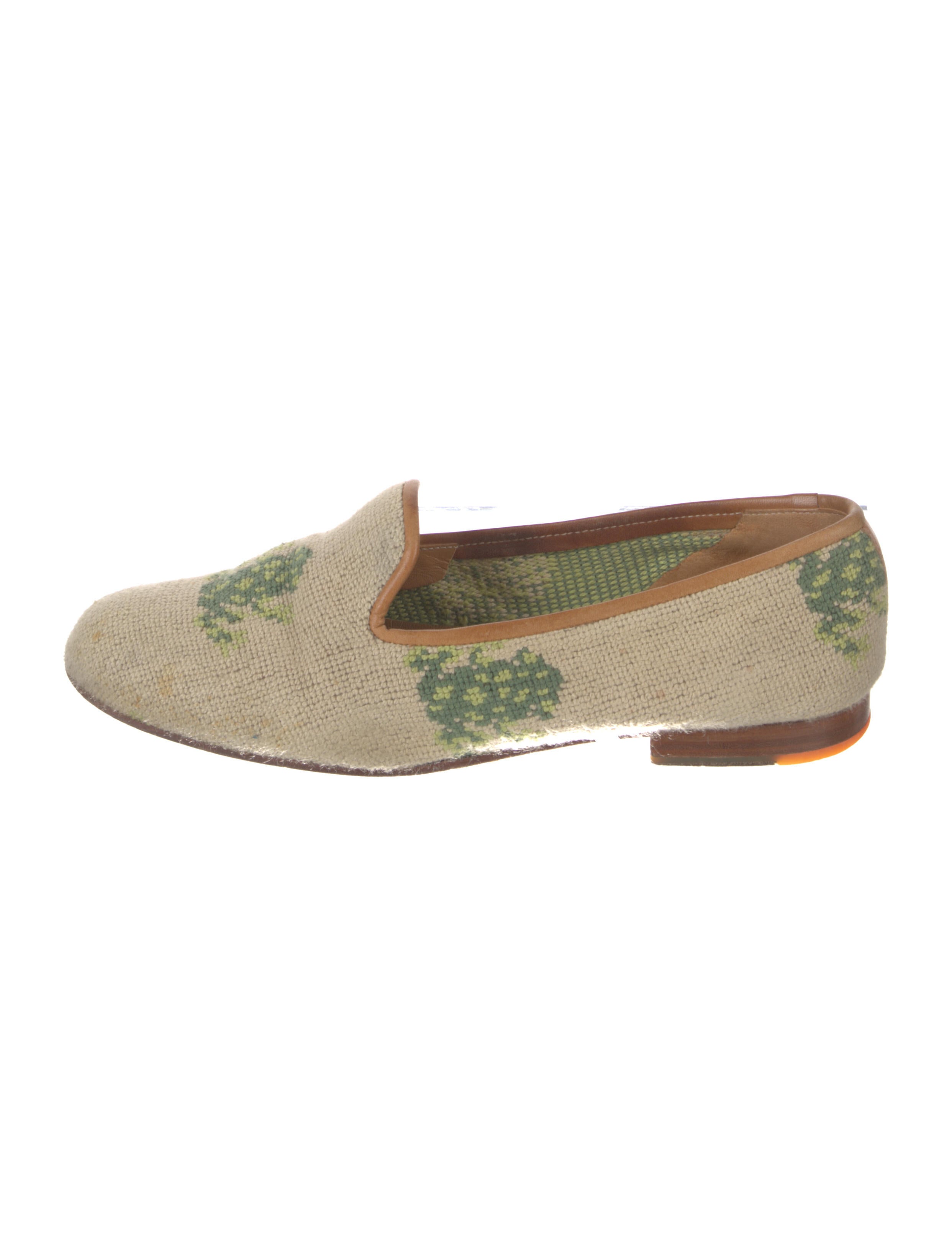 Stubbs & Wootton Graphic Print Leather Trim Embellishment Loafers