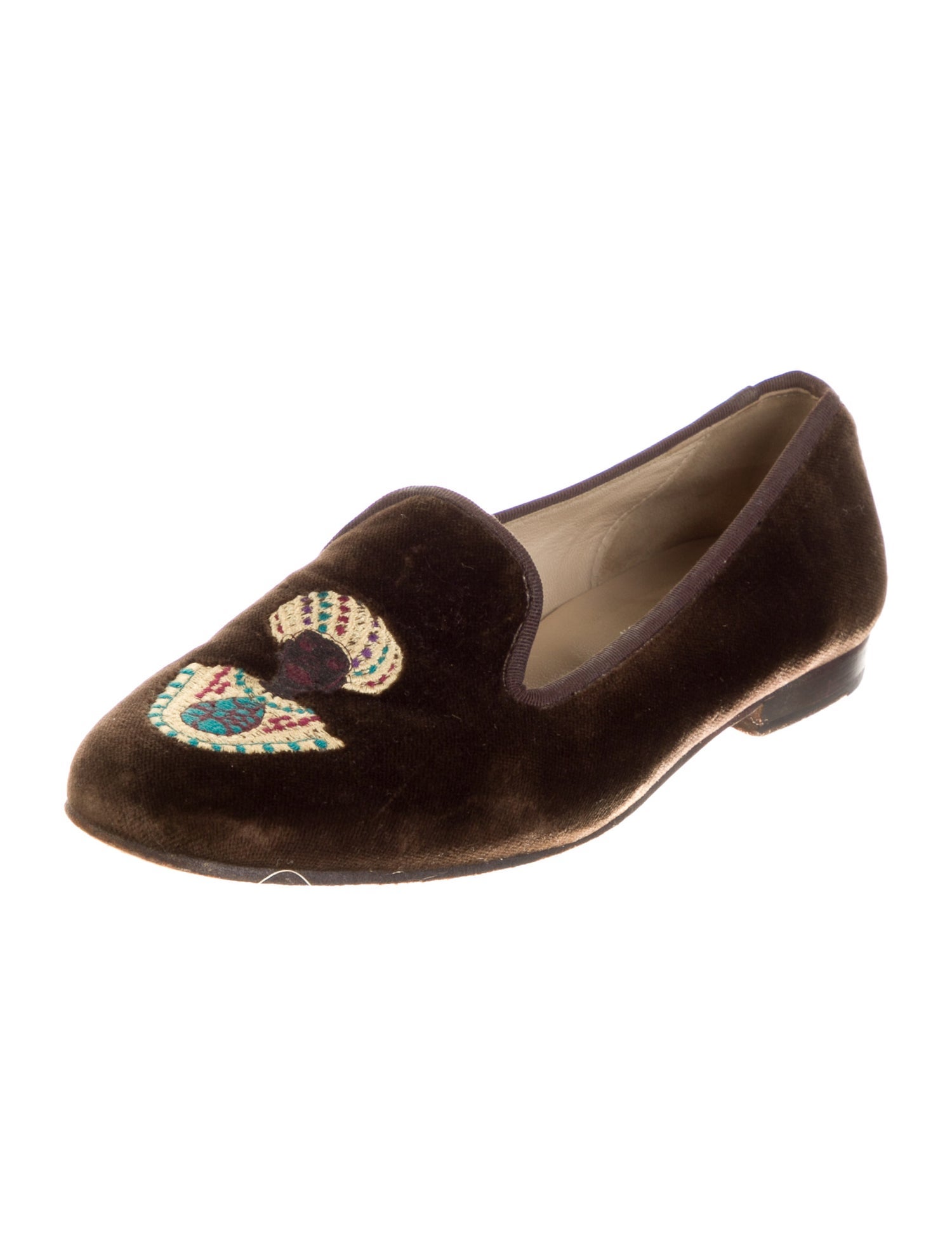 Stubbs & Wootton Velvet Graphic Print Loafers