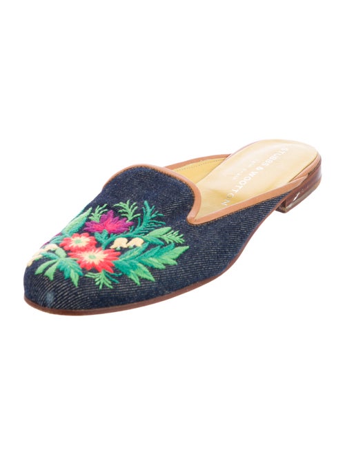 Stubbs & Wootton Denim Floral Print Mules