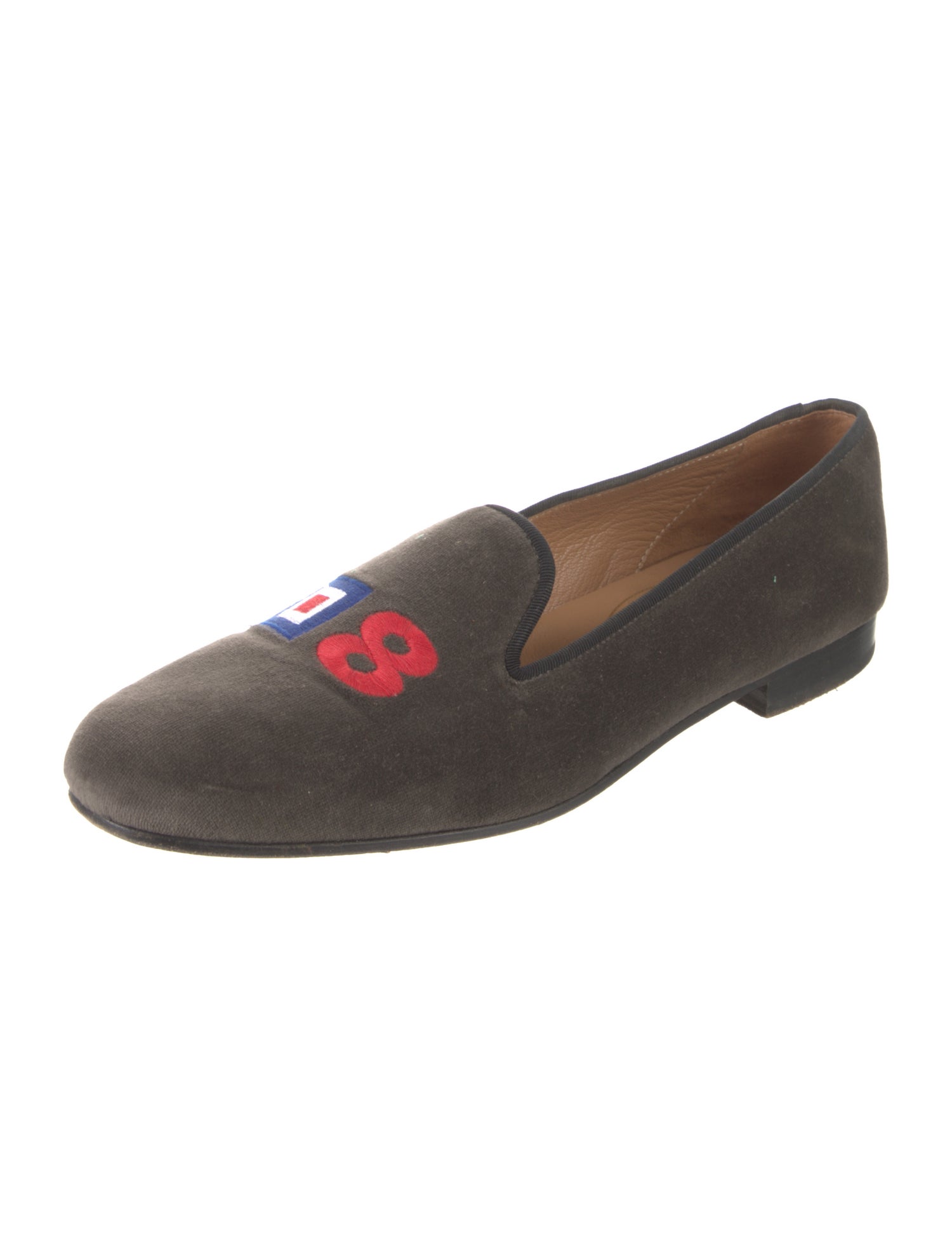 Stubbs & Wootton Velvet Embroidered Accent Loafers