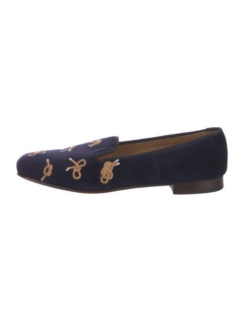 Stubbs & Wootton Velvet Graphic Print Loafers