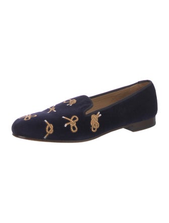 Stubbs & Wootton Velvet Graphic Print Loafers