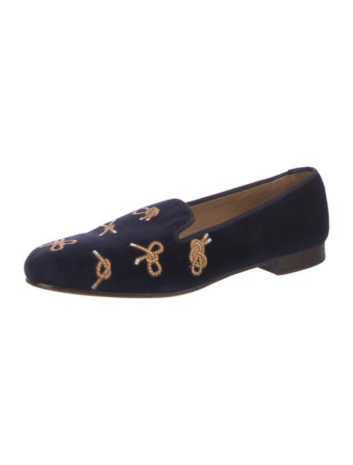 Stubbs & Wootton Velvet Graphic Print Loafers