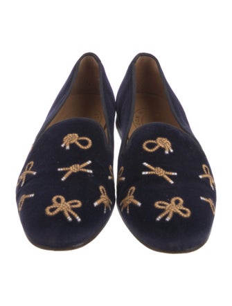 Stubbs & Wootton Velvet Graphic Print Loafers