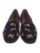 Stubbs & Wootton Velvet Graphic Print Loafers