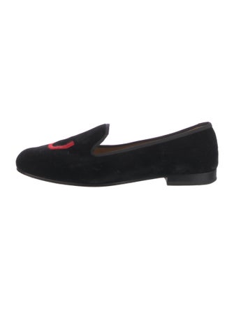 Stubbs & Wootton Velvet Embroidered Accent Loafers