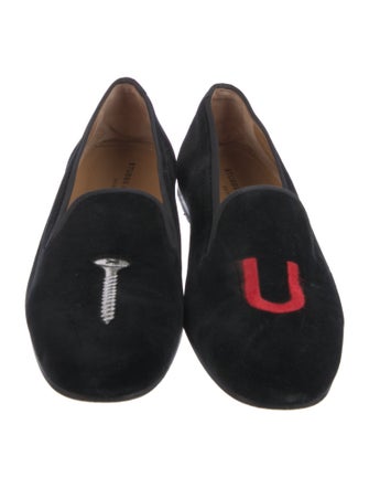 Stubbs & Wootton Velvet Embroidered Accent Loafers