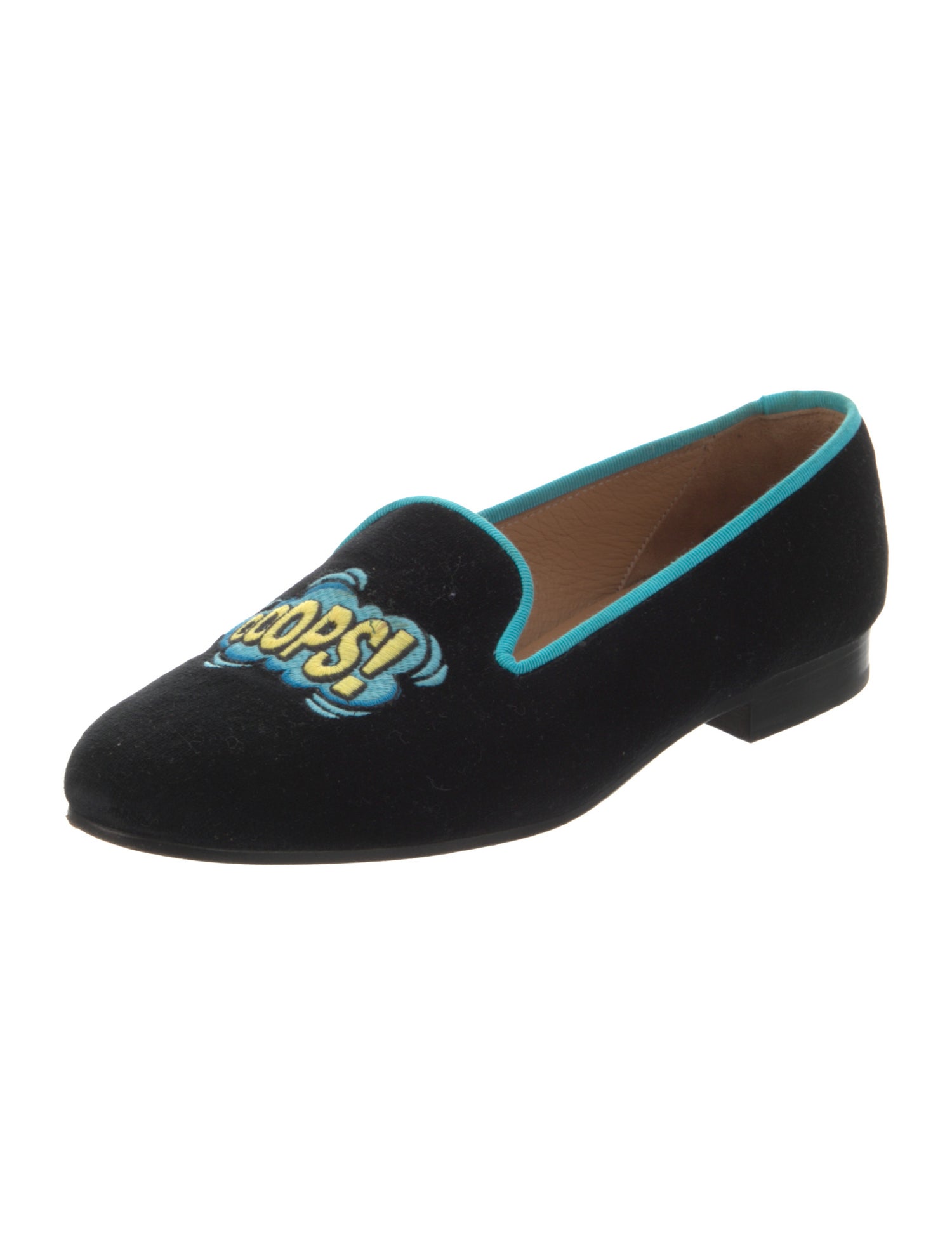 Stubbs & Wootton Velvet Embroidered Accent Loafers