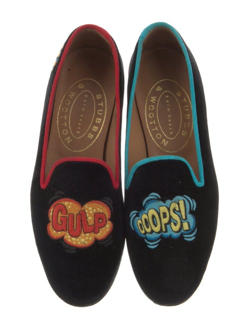 Stubbs & Wootton Velvet Embroidered Accent Loafers