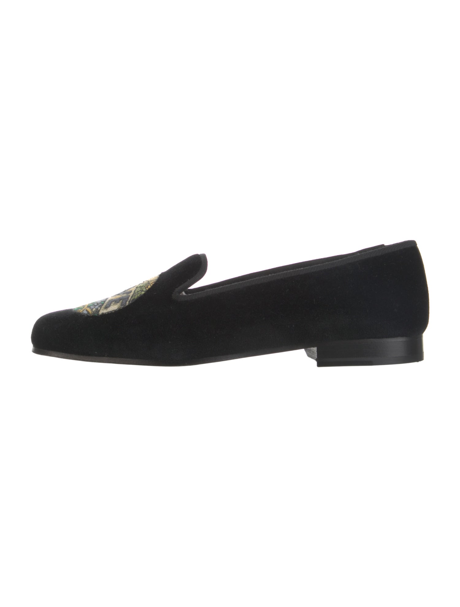Stubbs & Wootton Velvet Embroidered Accent Loafers