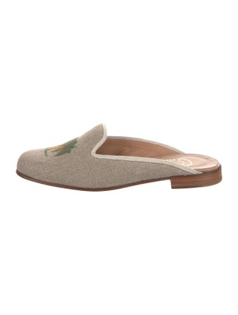 Stubbs & Wootton Canvas Embroidered Accent Mules