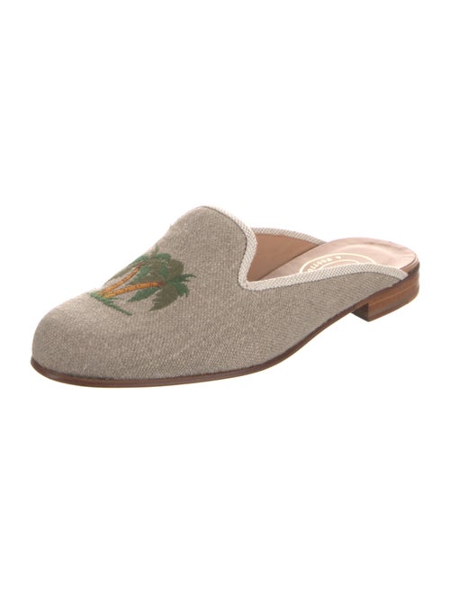 Stubbs & Wootton Canvas Embroidered Accent Mules