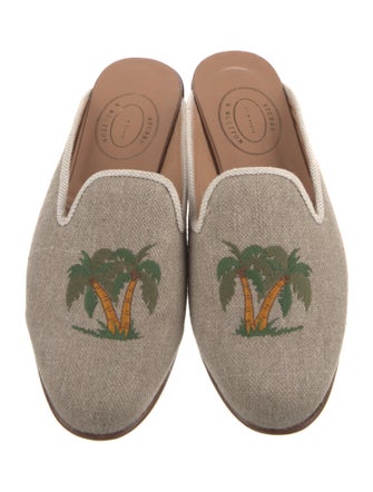 Stubbs & Wootton Canvas Embroidered Accent Mules