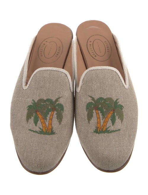 Stubbs & Wootton Canvas Embroidered Accent Mules