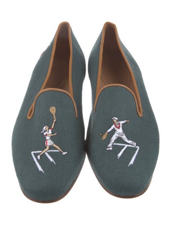 Stubbs & Wootton Canvas Embroidered Accent Slippers
