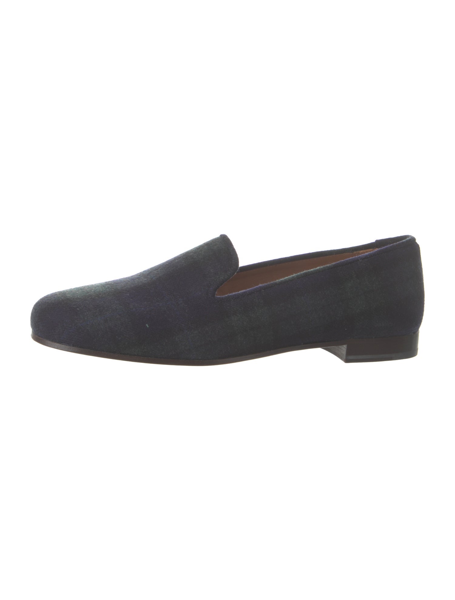 Stubbs & Wootton Velvet Plaid Print Loafers