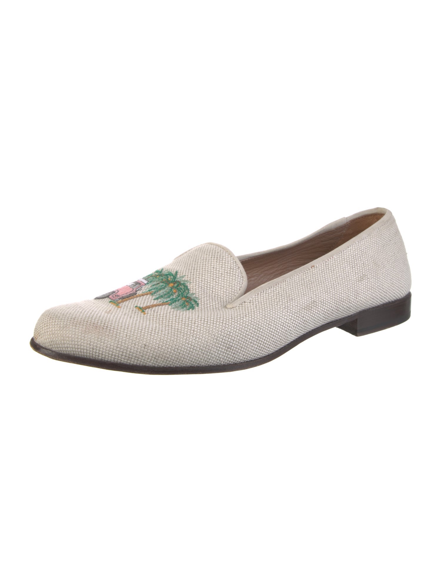 Stubbs & Wootton Canvas Embroidered Accent Loafers