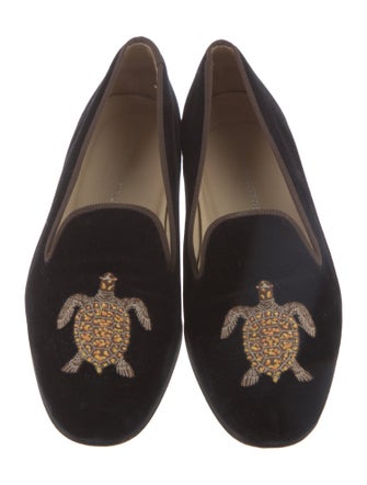 Stubbs & Wootton Velvet Embroidered Accent Loafers