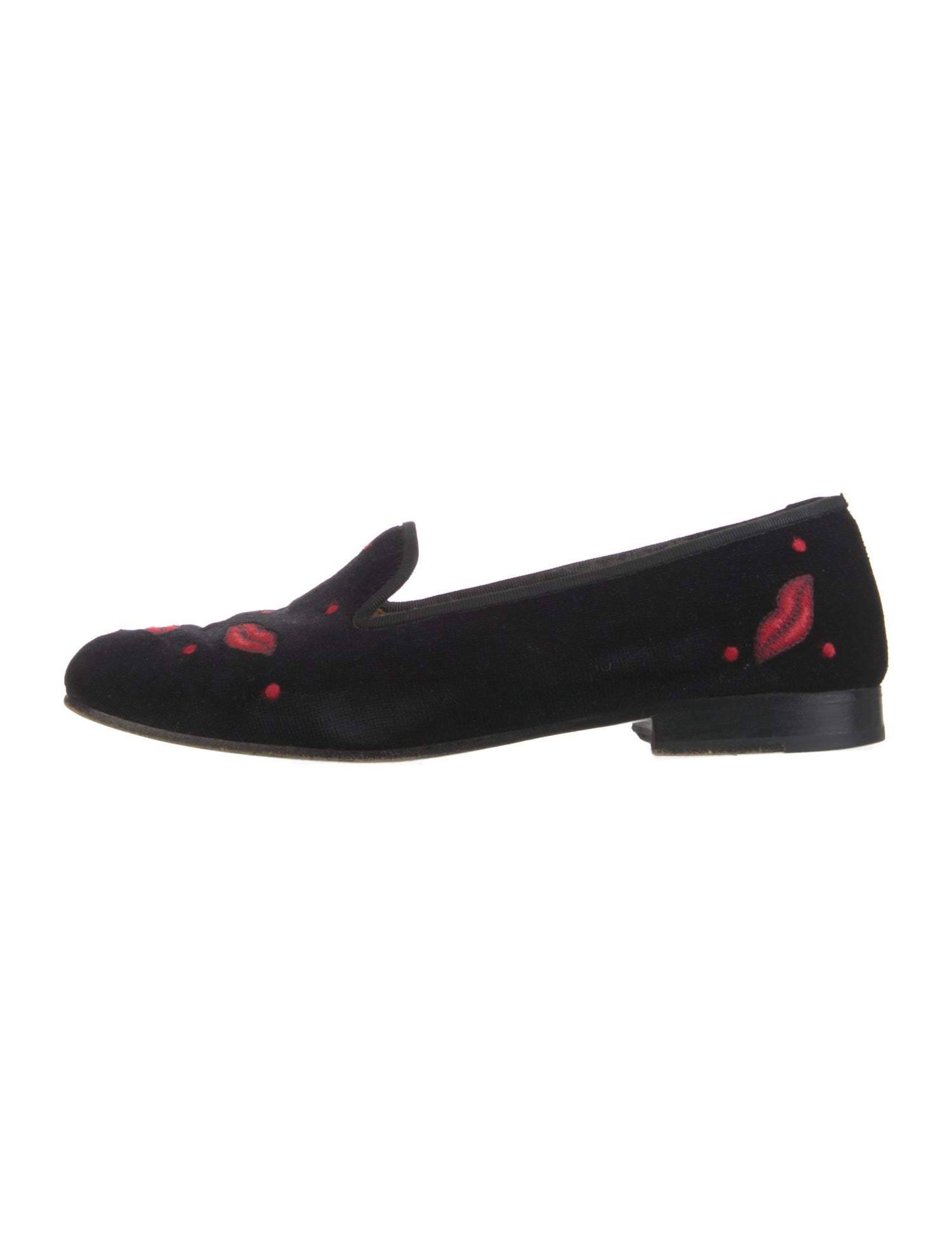Stubbs & Wootton Velvet Embroidered Accent Loafers
