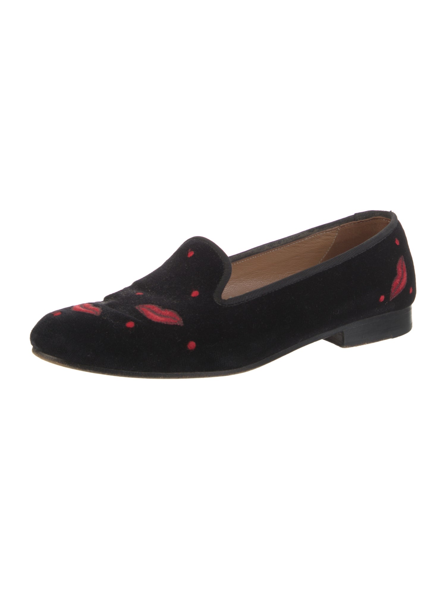 Stubbs & Wootton Velvet Embroidered Accent Loafers