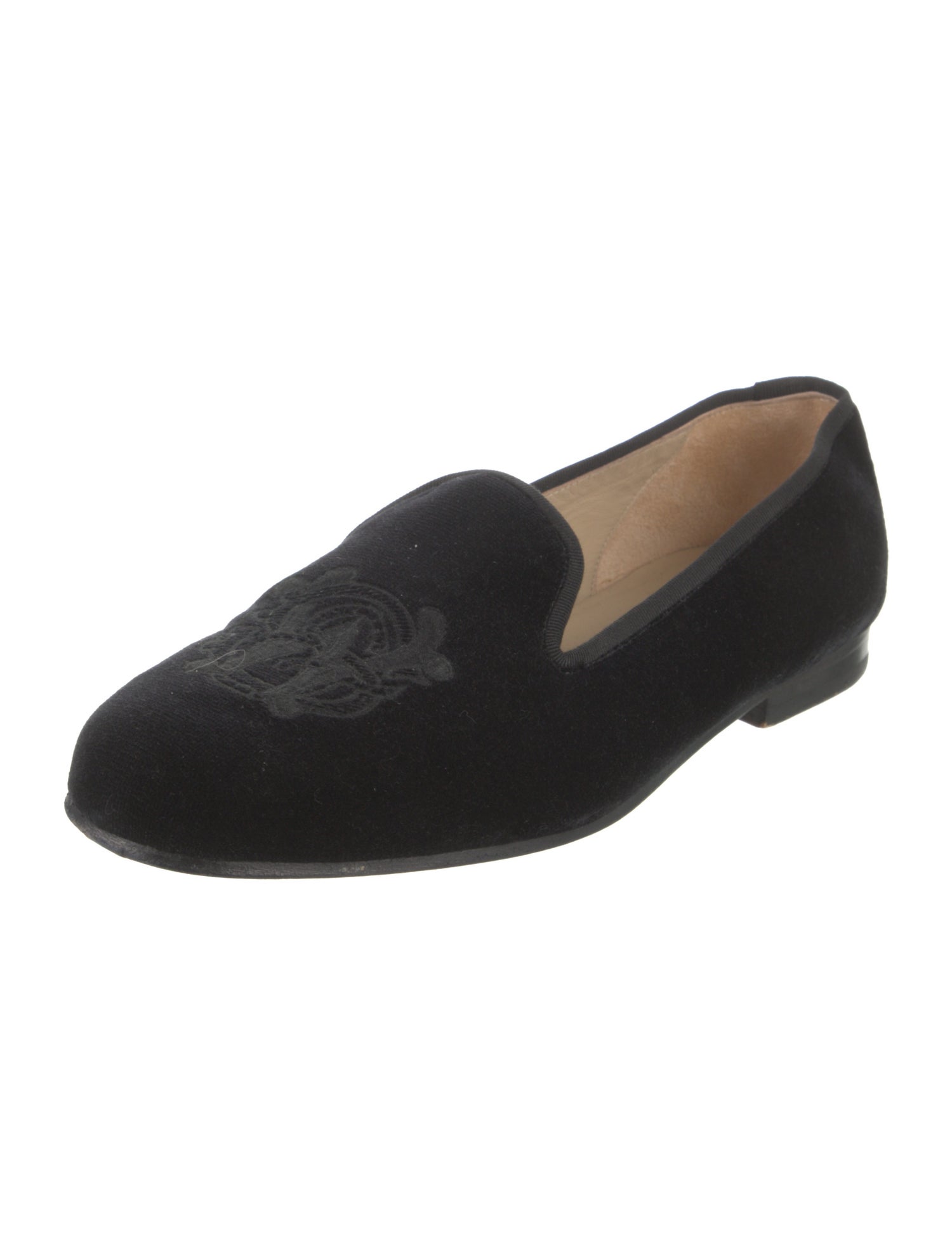 Stubbs & Wootton Velvet Embroidered Accent Loafers