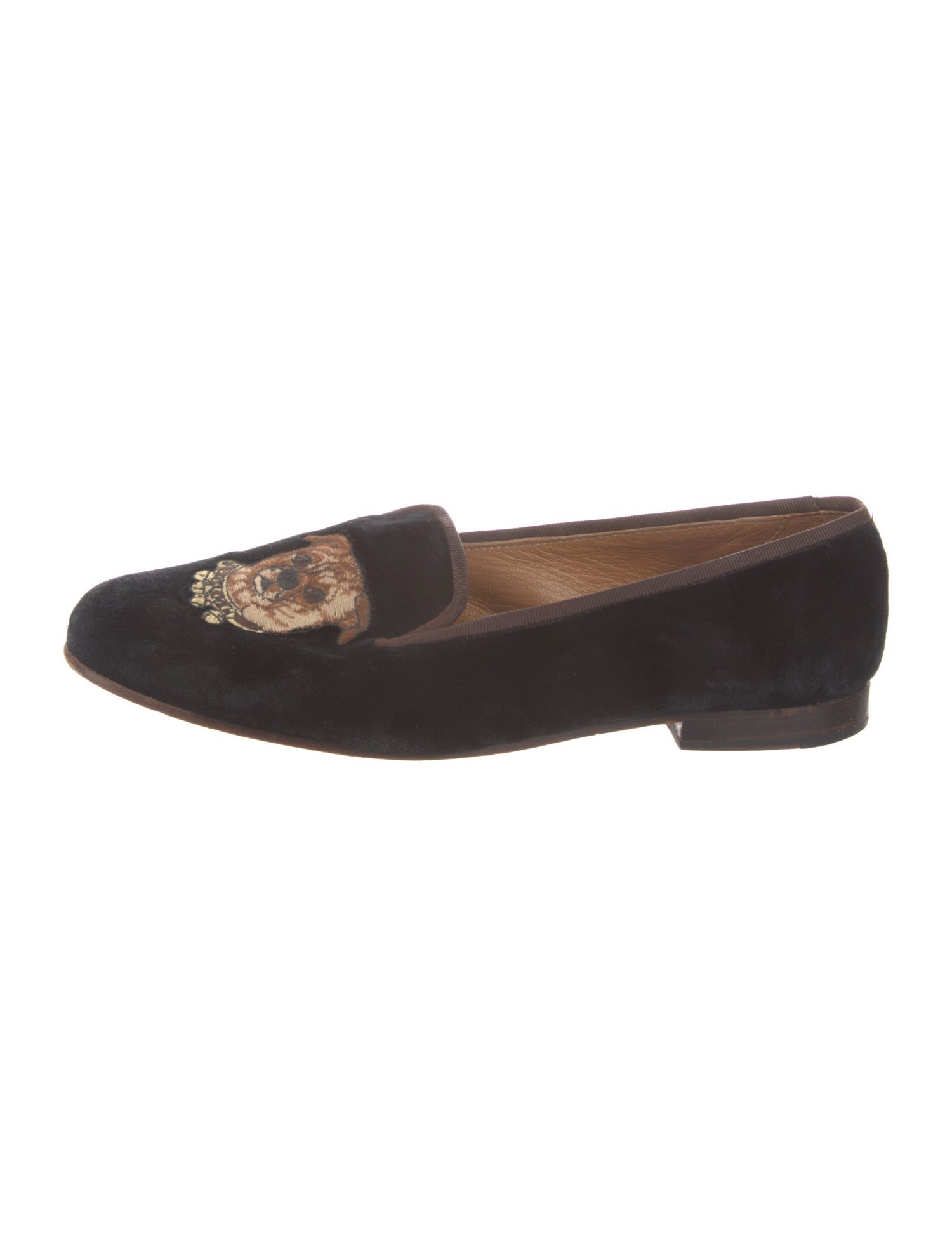 Stubbs & Wootton Velvet Embroidered Accent Loafers