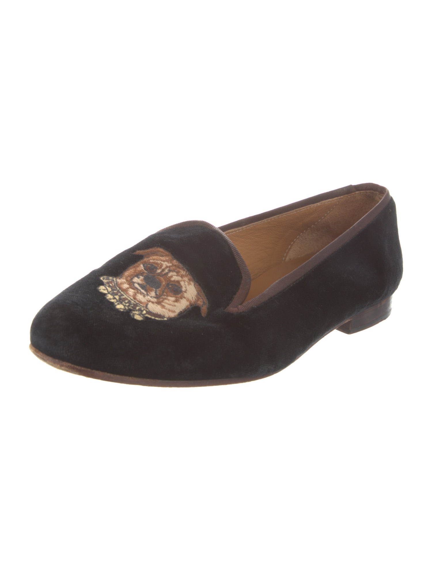 Stubbs & Wootton Velvet Embroidered Accent Loafers