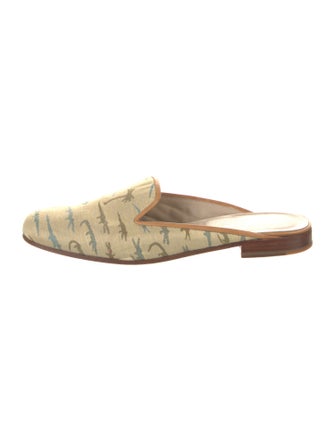 Stubbs & Wootton Printed Leather Trim Embellishment Mules