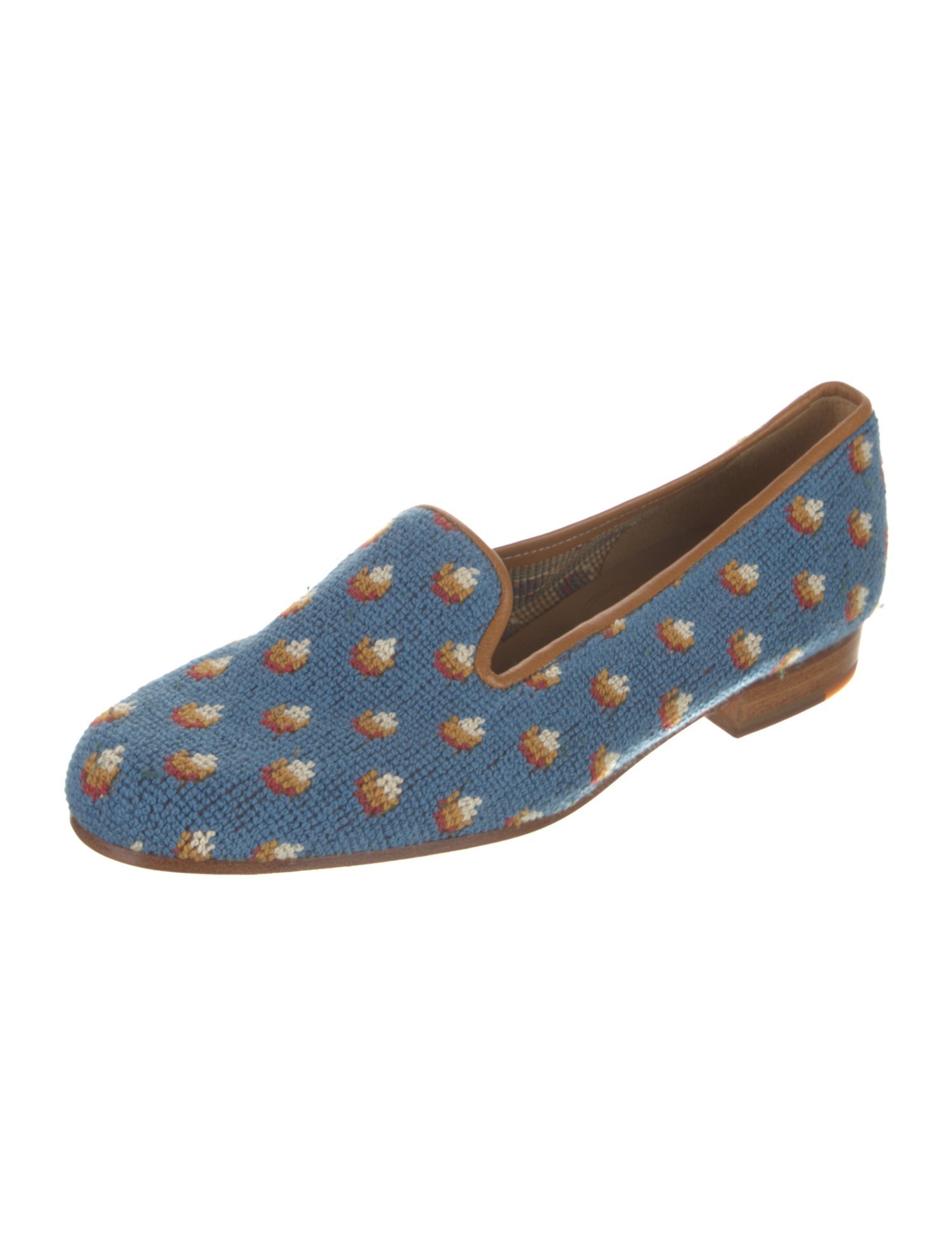 Stubbs & Wootton Printed Leather Trim Embellishment Loafers