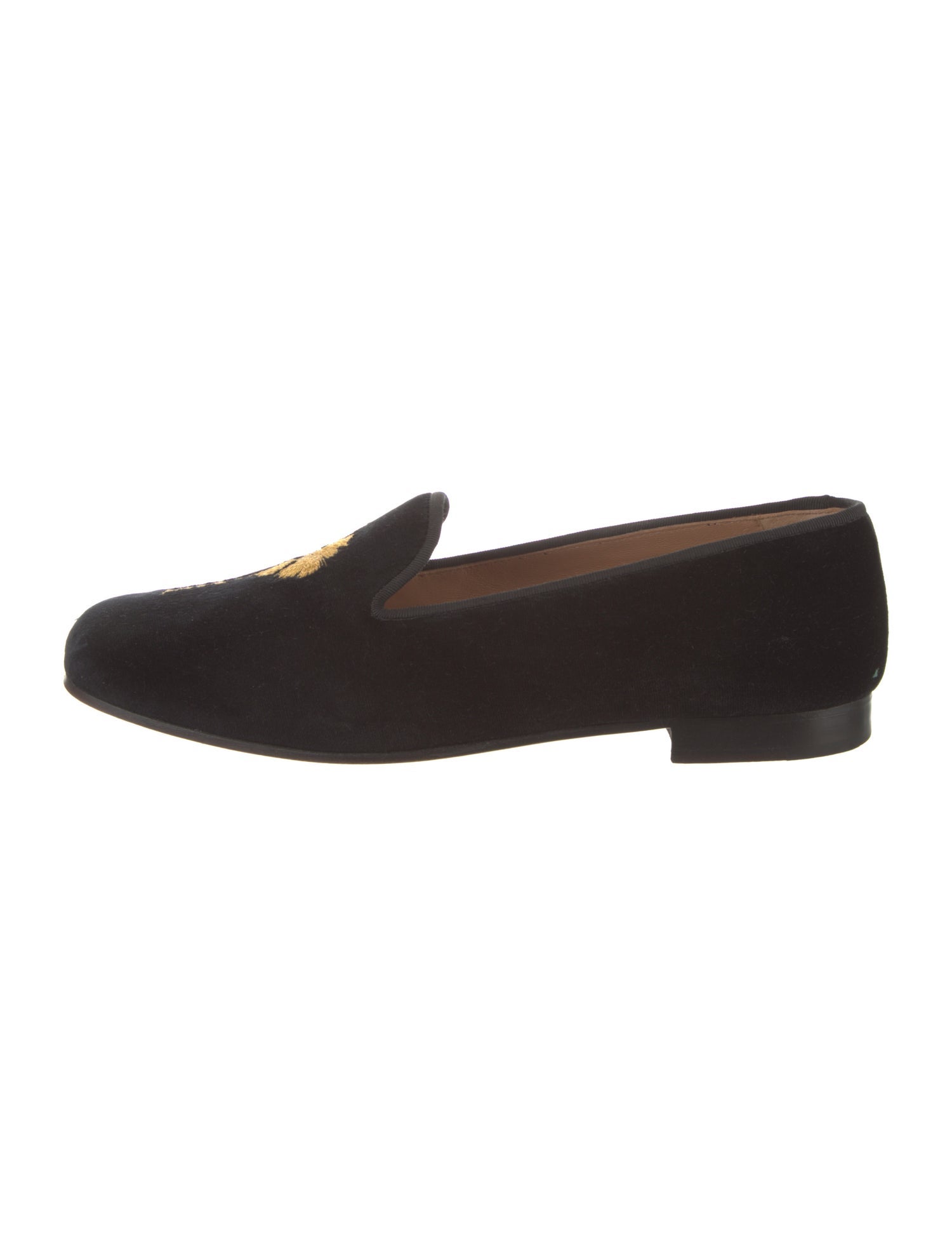 Stubbs & Wootton Velvet Embroidered Accent Loafers