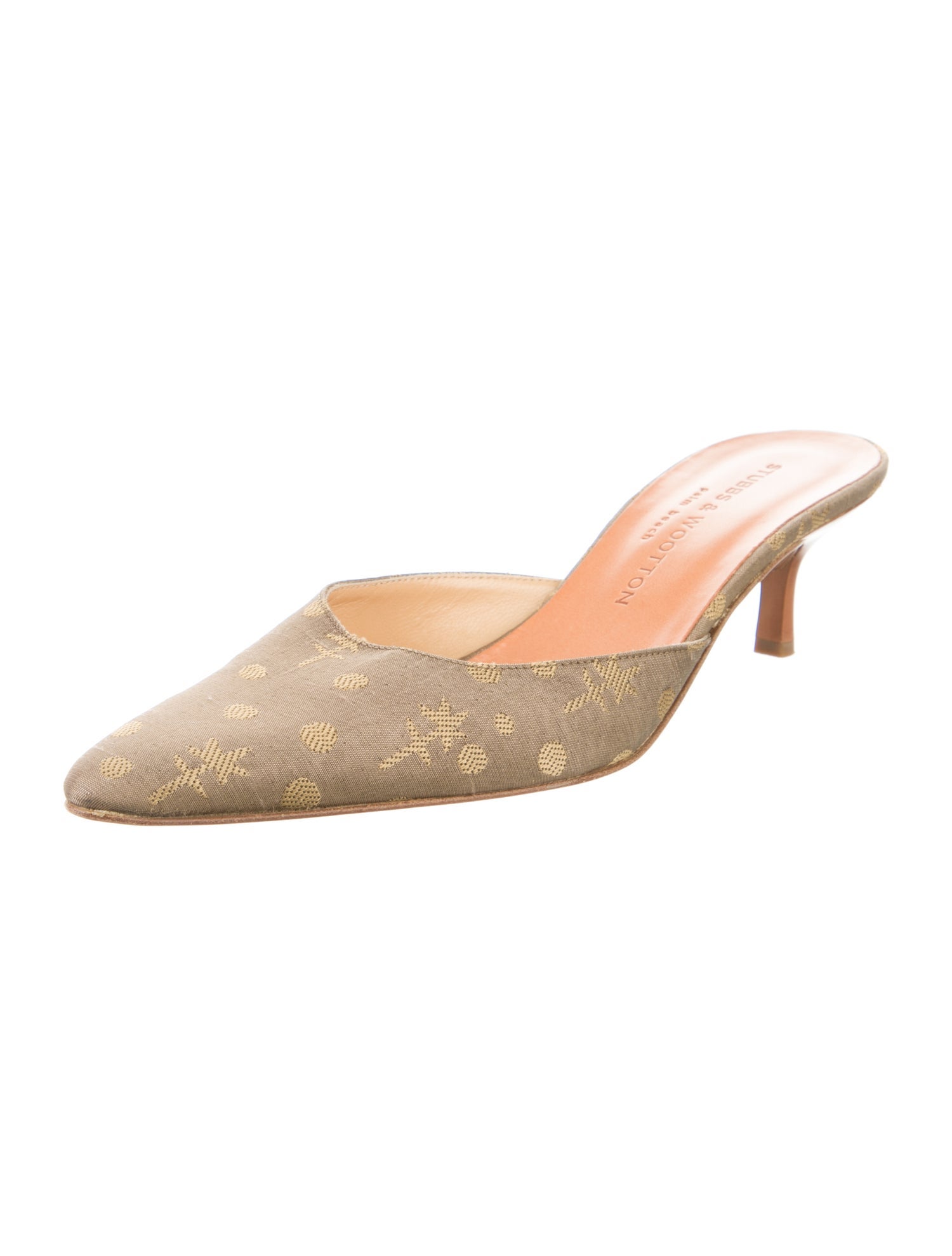 Stubbs & Wootton Satin Polka Dot Print Mules