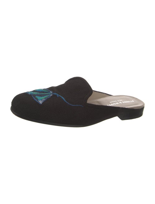 Stubbs & Wootton Graphic Print Embroidered Accent Mules