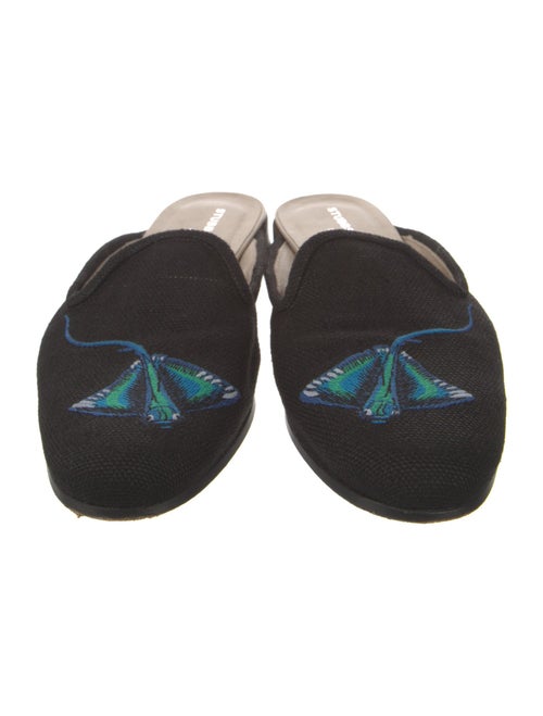 Stubbs & Wootton Graphic Print Embroidered Accent Mules
