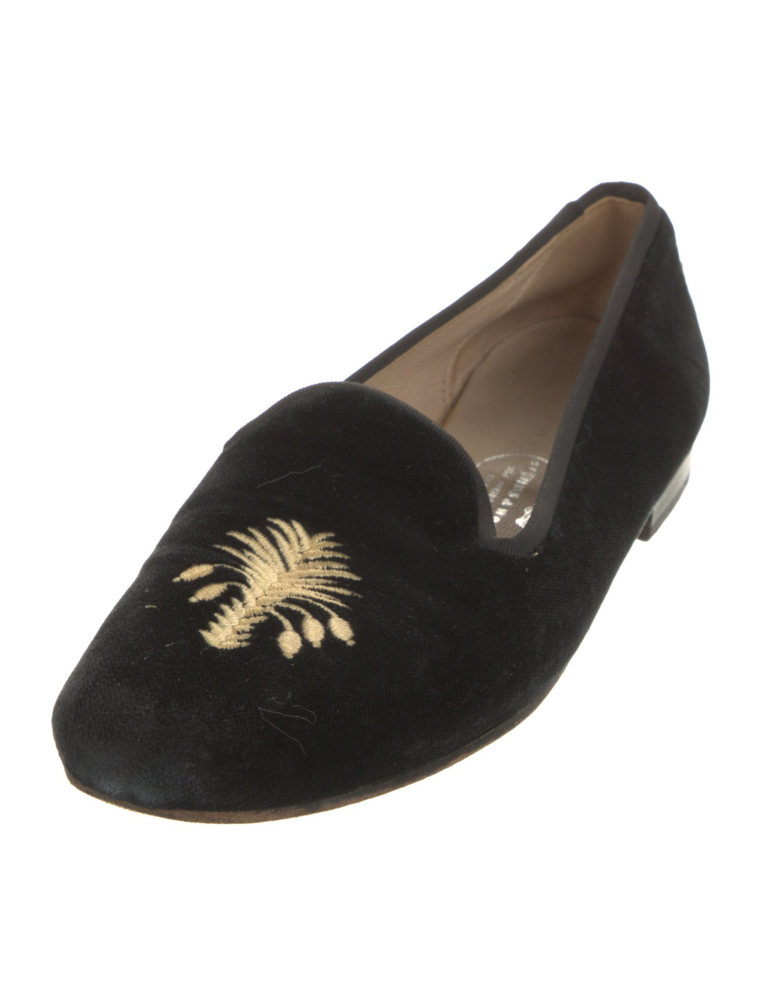 Stubbs & Wootton Velvet Graphic Print Loafers