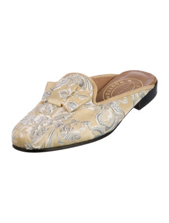 Stubbs & Wootton Floral Print Embroidered Accent Mules