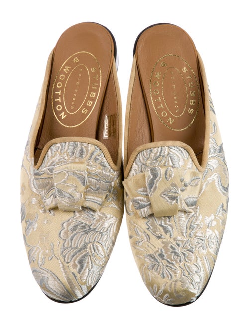 Stubbs & Wootton Floral Print Embroidered Accent Mules