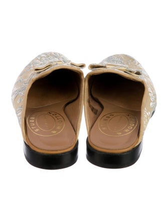 Stubbs & Wootton Floral Print Embroidered Accent Mules