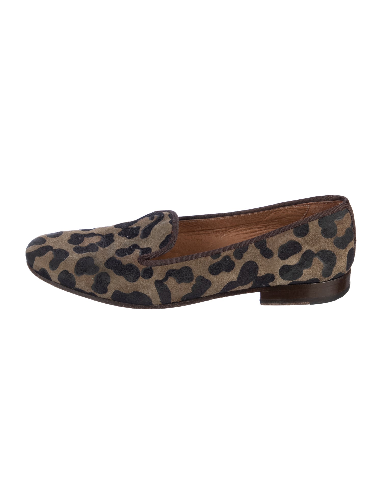 Stubbs & Wootton Suede Animal Print Loafers