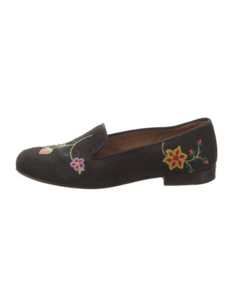 Stubbs & Wootton Canvas Floral Print Loafers