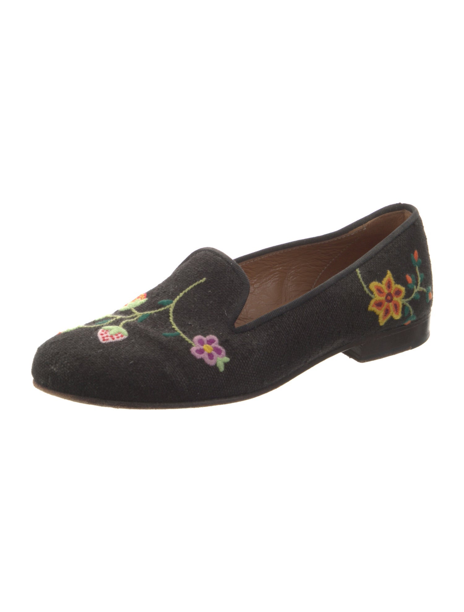Stubbs & Wootton Canvas Floral Print Loafers