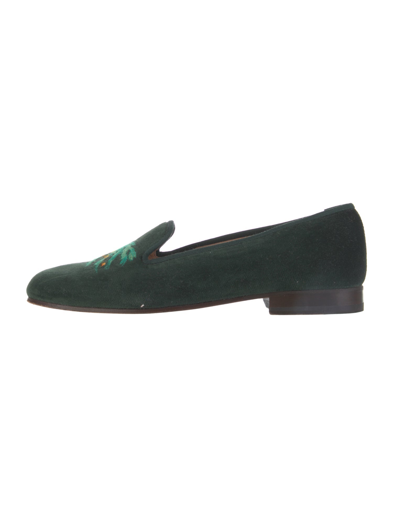 Stubbs & Wootton Velvet Embroidered Accent Loafers