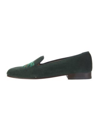 Stubbs & Wootton Velvet Embroidered Accent Loafers