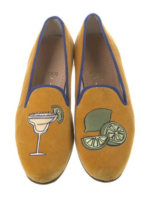 Stubbs & Wootton Velvet Graphic Print Loafers