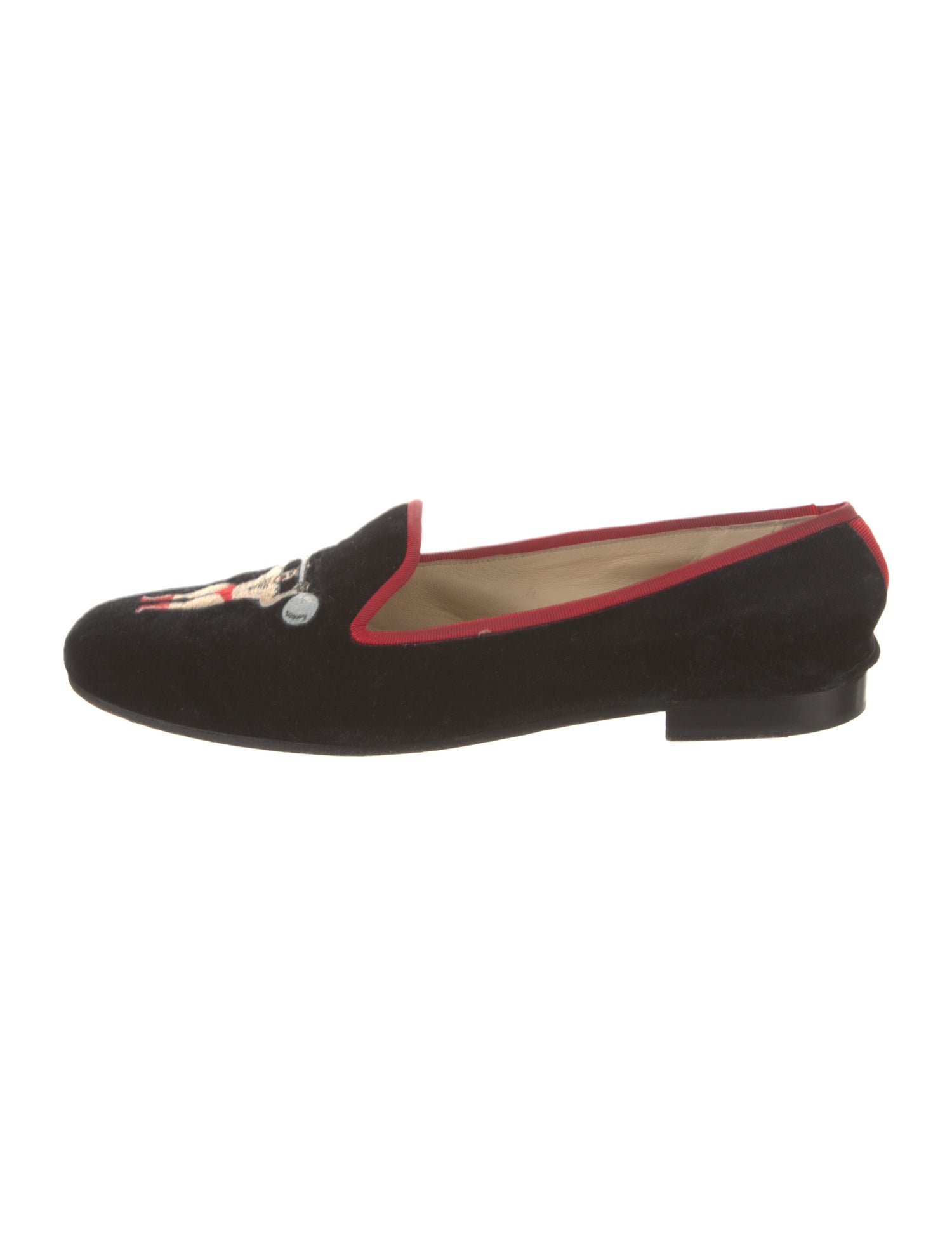 Stubbs & Wootton Velvet Embroidered Accent Loafers
