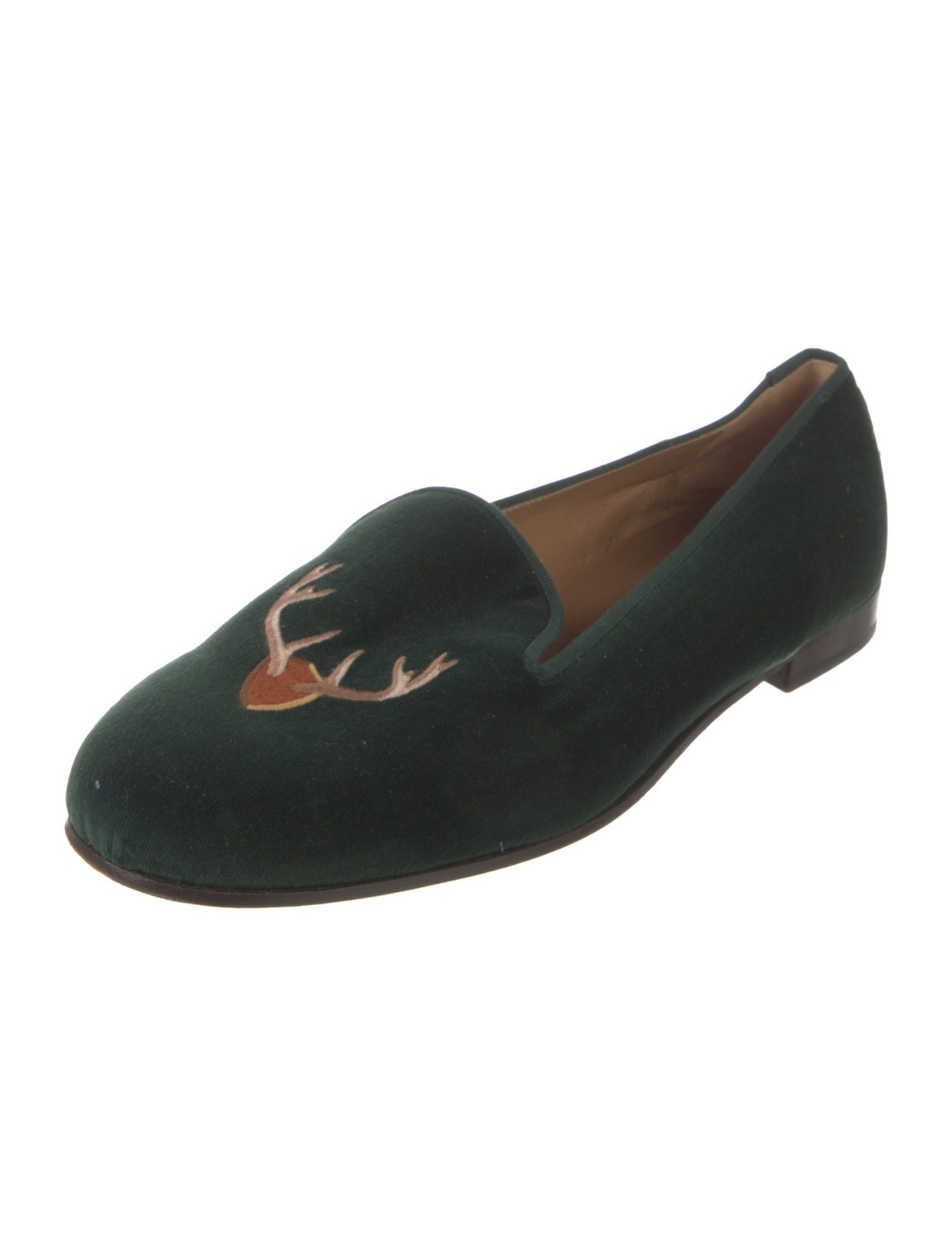Stubbs & Wootton Velvet Embroidered Accent Loafers